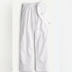 Tie-waist eyelet pant size 2 white